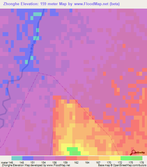 Zhonghe,China Elevation Map
