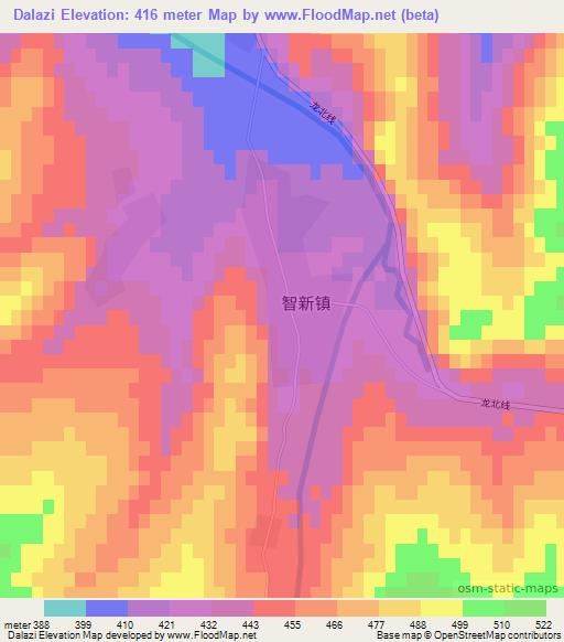 Dalazi,China Elevation Map