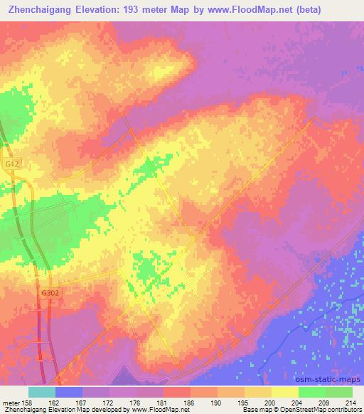 Zhenchaigang,China Elevation Map