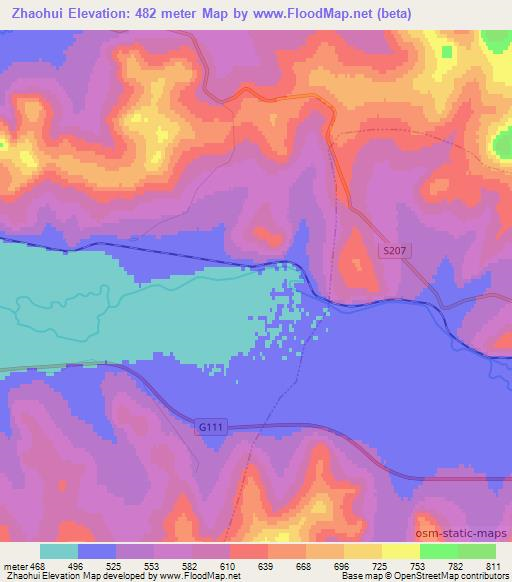 Zhaohui,China Elevation Map