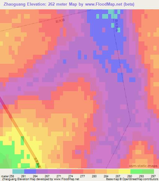 Zhaoguang,China Elevation Map