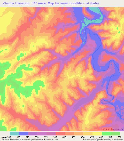 Zhanhe,China Elevation Map