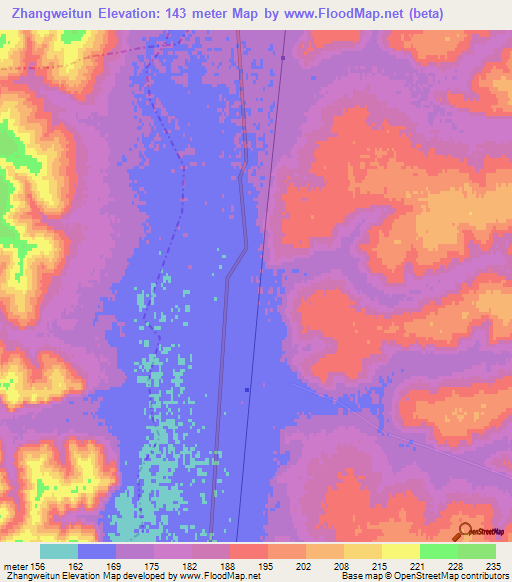 Zhangweitun,China Elevation Map
