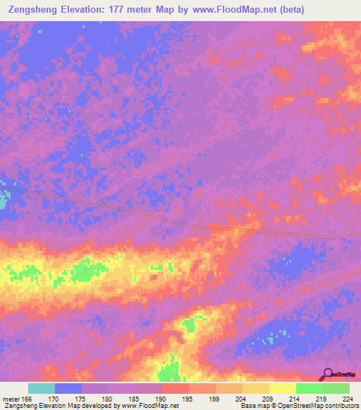 Zengsheng,China Elevation Map