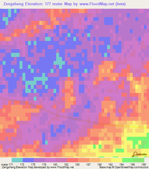 Zengsheng,China Elevation Map