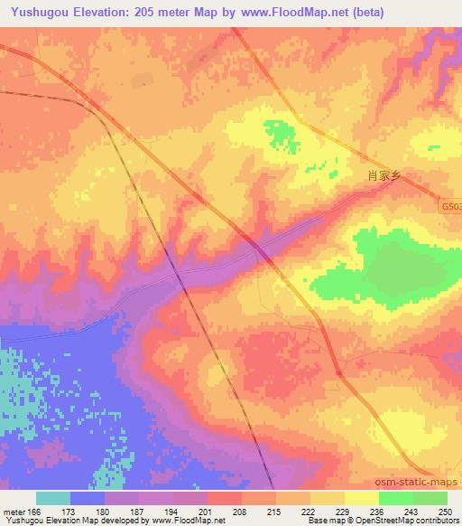 Yushugou,China Elevation Map