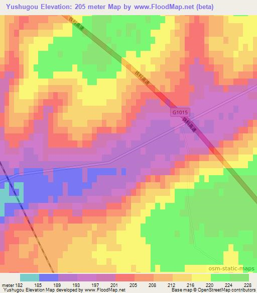 Yushugou,China Elevation Map