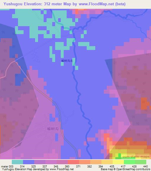 Yushugou,China Elevation Map