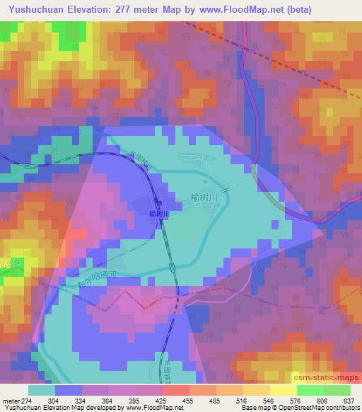 Yushuchuan,China Elevation Map