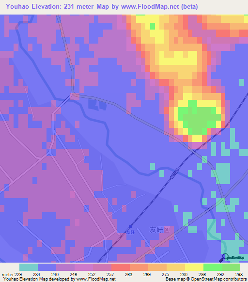Youhao,China Elevation Map