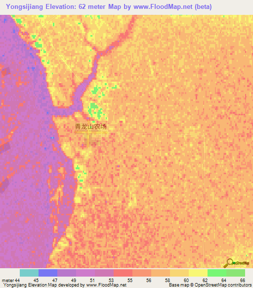 Yongsijiang,China Elevation Map