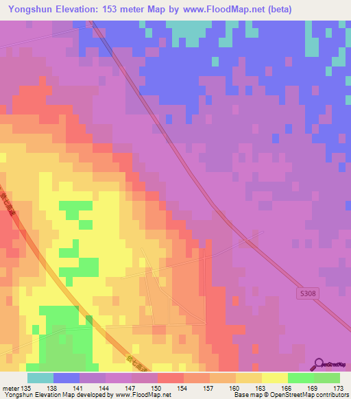 Yongshun,China Elevation Map