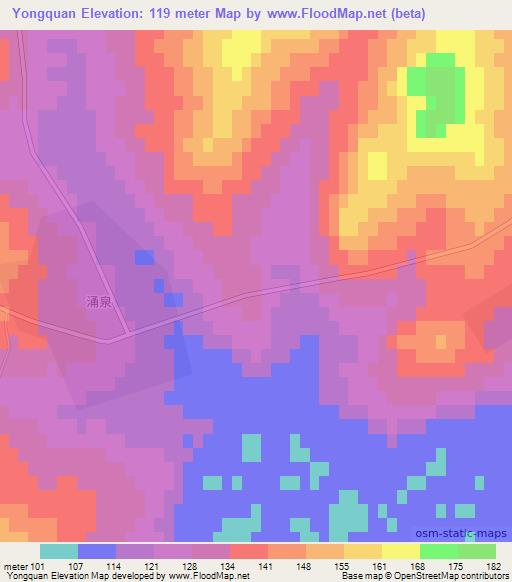 Yongquan,China Elevation Map