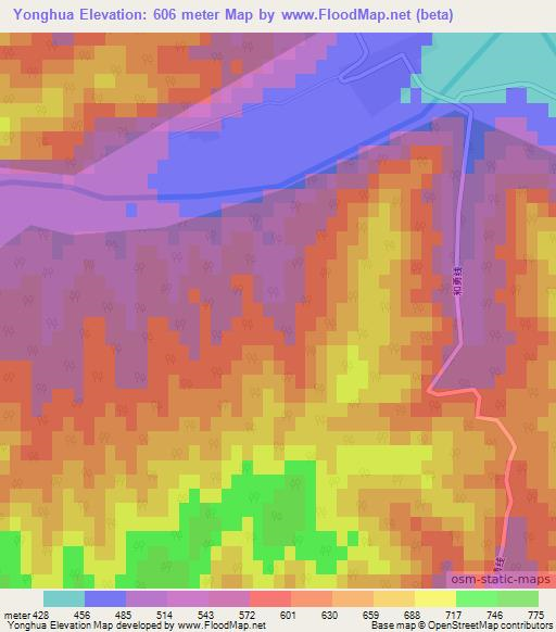 Yonghua,China Elevation Map