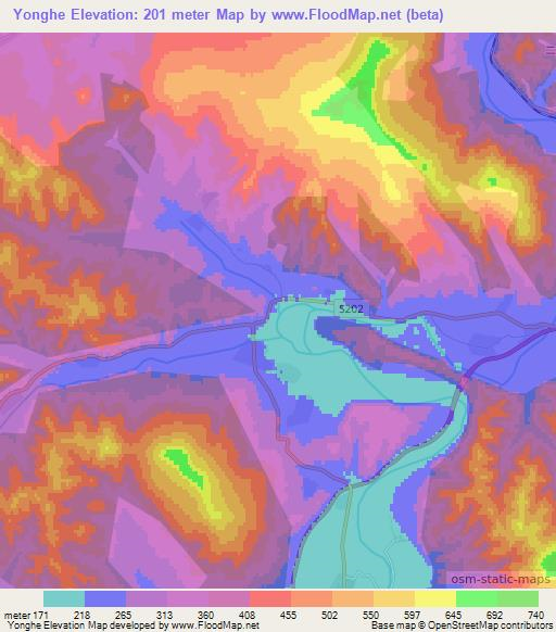 Yonghe,China Elevation Map