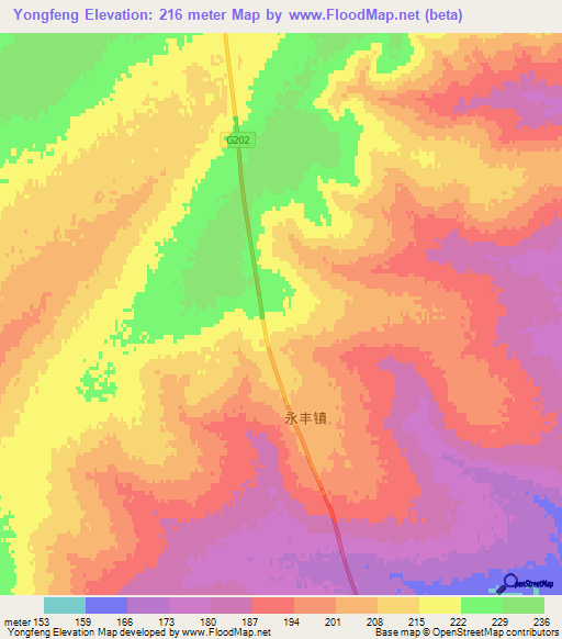 Yongfeng,China Elevation Map