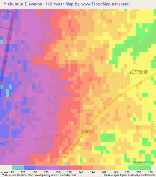 Yishuntun,China Elevation Map