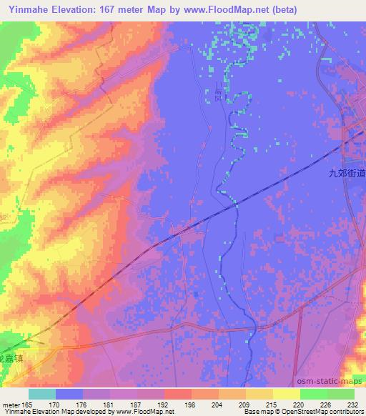 Yinmahe,China Elevation Map