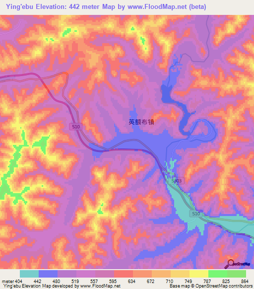 Ying'ebu,China Elevation Map