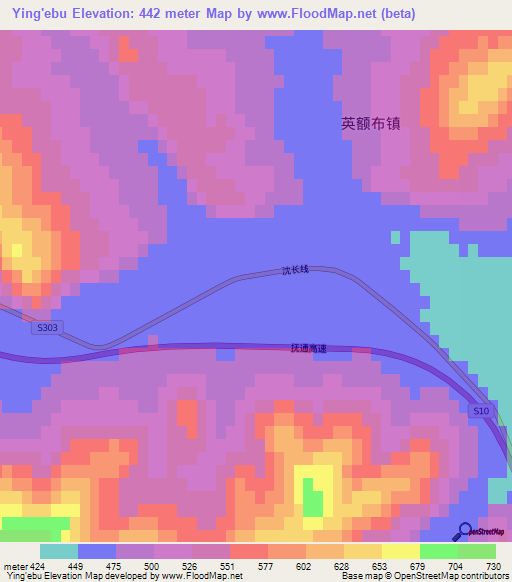 Ying'ebu,China Elevation Map