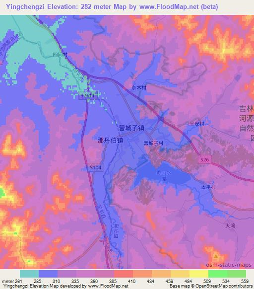 Yingchengzi,China Elevation Map