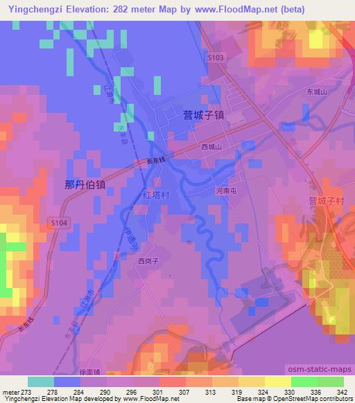 Yingchengzi,China Elevation Map