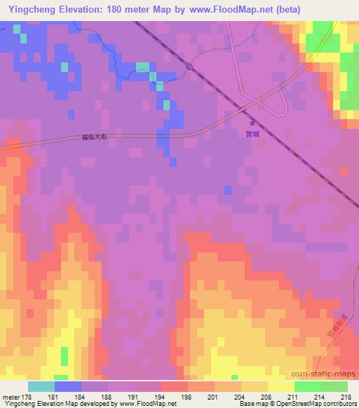 Yingcheng,China Elevation Map