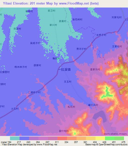Yilaxi,China Elevation Map