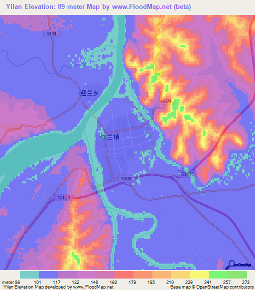 Yilan,China Elevation Map
