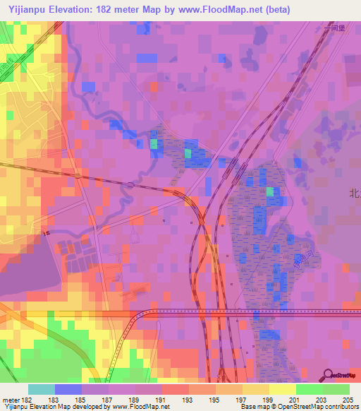 Yijianpu,China Elevation Map