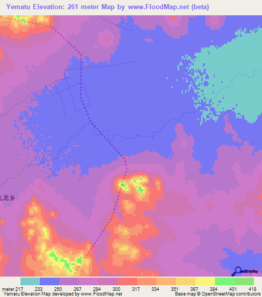 Yematu,China Elevation Map