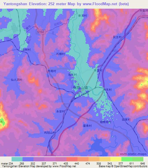 Yantongshan,China Elevation Map