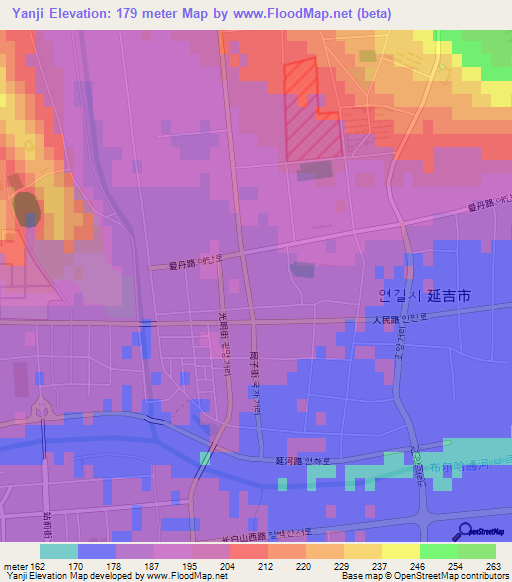 Yanji,China Elevation Map