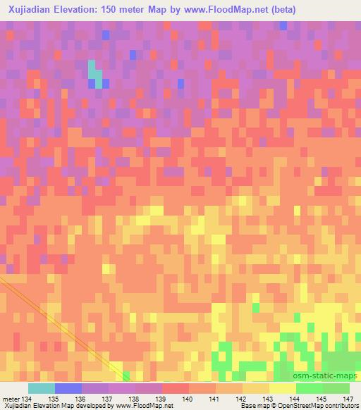 Xujiadian,China Elevation Map