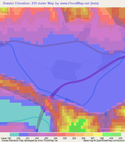 Xiwaizi,China Elevation Map