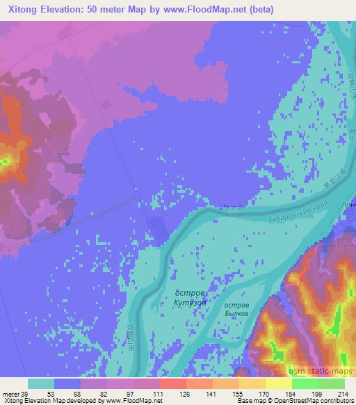 Xitong,China Elevation Map