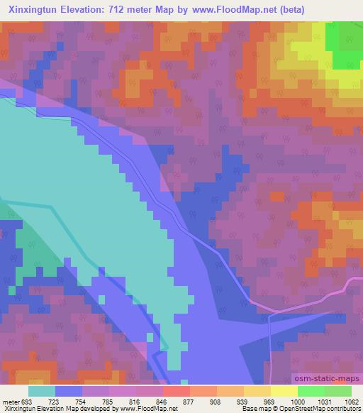 Xinxingtun,China Elevation Map