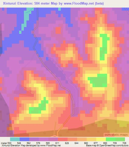 Xintunzi,China Elevation Map