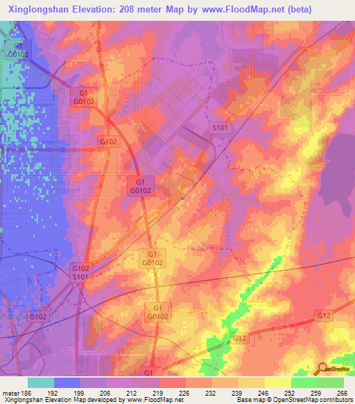 Xinglongshan,China Elevation Map