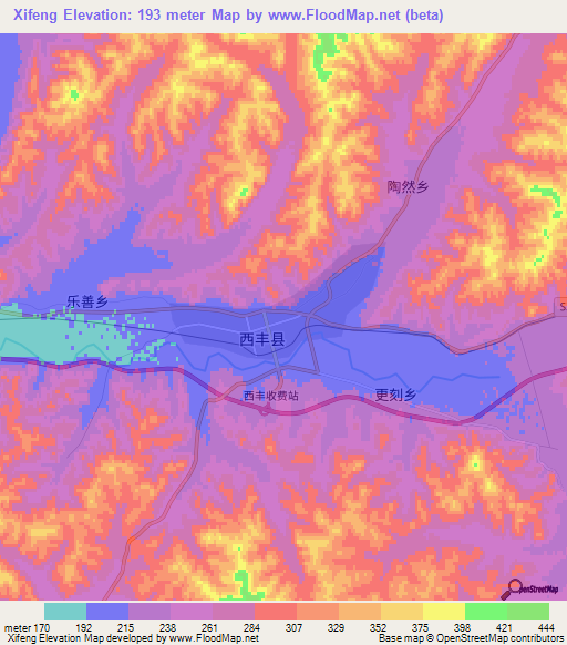 Xifeng,China Elevation Map