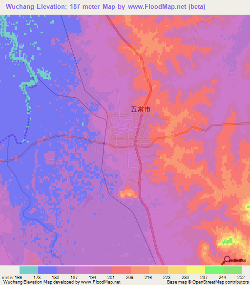 Wuchang,China Elevation Map