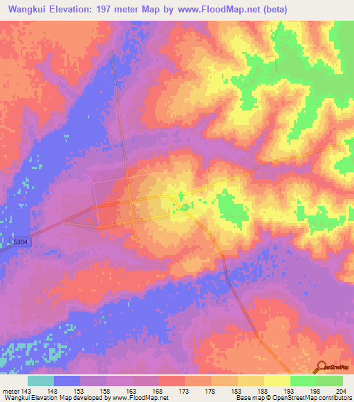 Wangkui,China Elevation Map