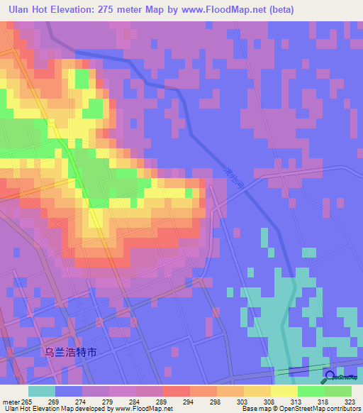 Ulan Hot,China Elevation Map
