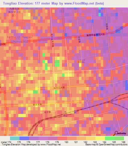 Tongliao,China Elevation Map