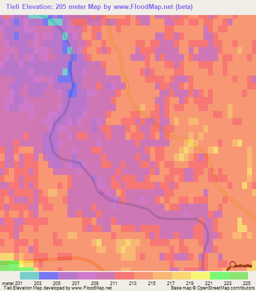 Tieli,China Elevation Map