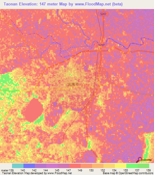 Taonan,China Elevation Map