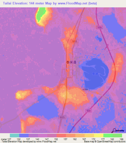 Tailai,China Elevation Map