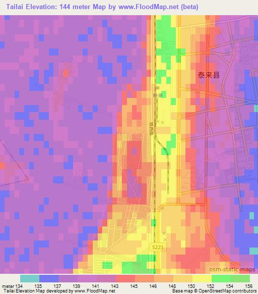 Tailai,China Elevation Map