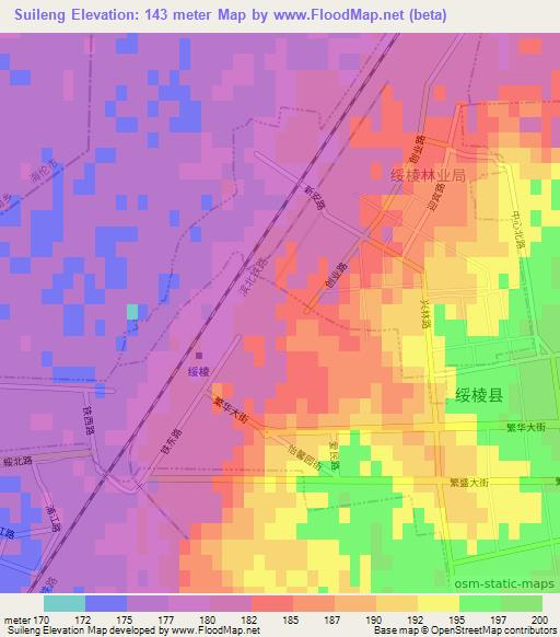 Suileng,China Elevation Map