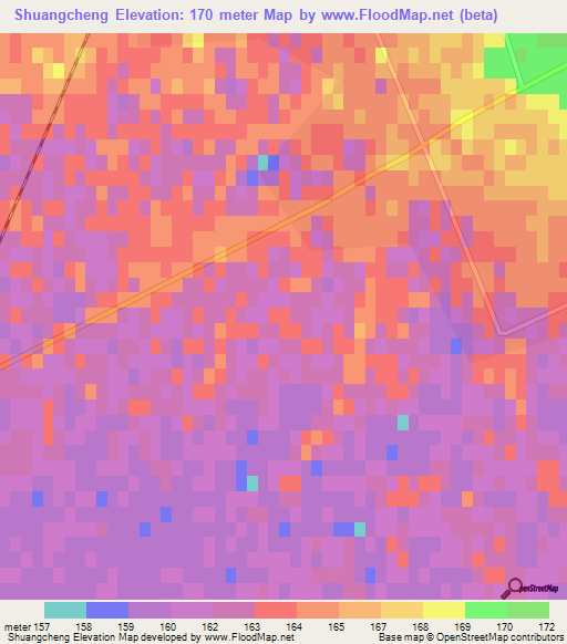 Shuangcheng,China Elevation Map